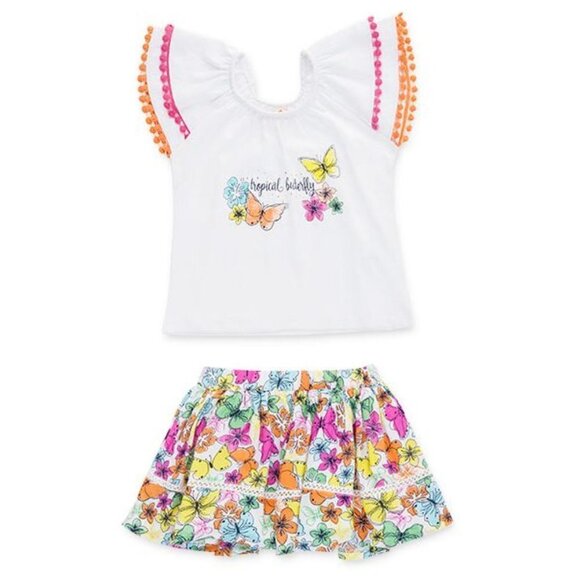 NWT Losan butterflies white t-shirt and skirt set - Picture 1 of 4
